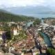 Thun – mesto in jezero v Švici Zabava na jezeru Thun